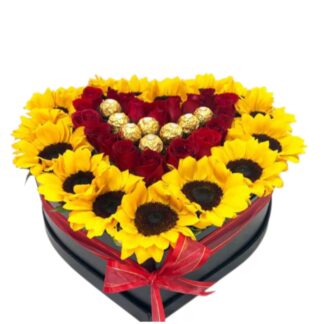 Buchón de rosas rojas con Ferrero Rocher y papel coreano.