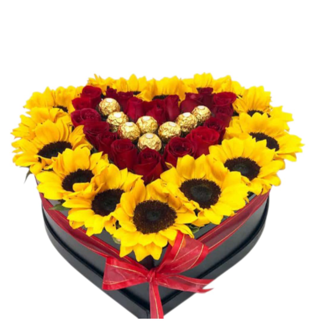 Buchón de rosas rojas con Ferrero Rocher y papel coreano.